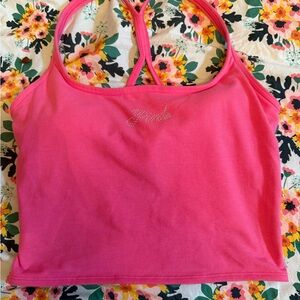 PINK Victoria's Secret Hot Pink Rhinestone Logo Bandeau Cami